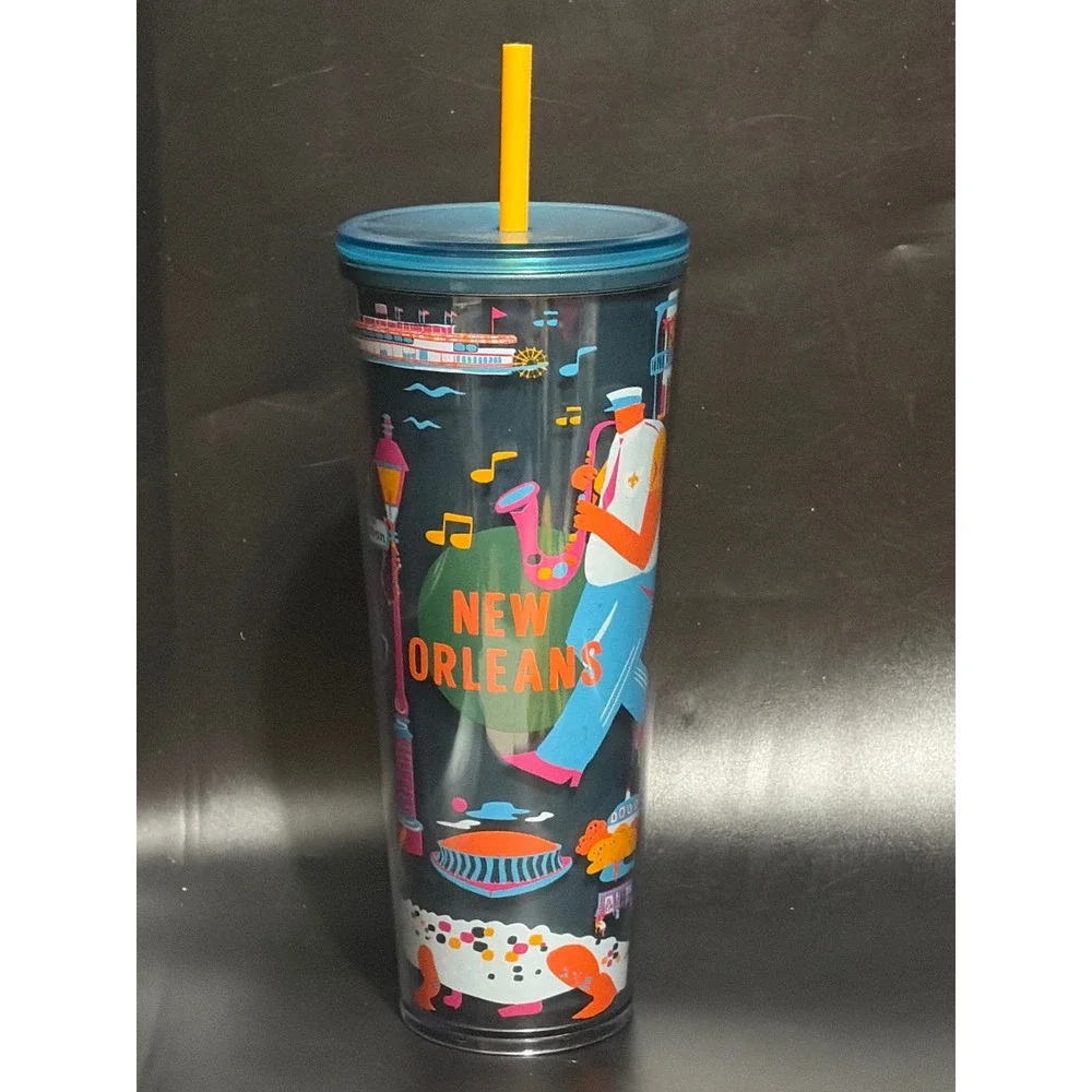 Starbucks Discovery Series New Orleans Venti 24oz Cold Cup Tumbler W/ Straw HTF